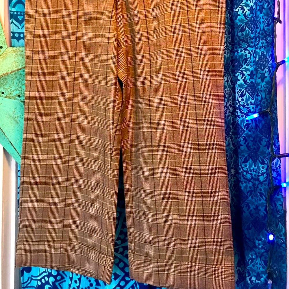 Vintage Brown Plaid Capri Pants Size 12 - Picture 2 of 7